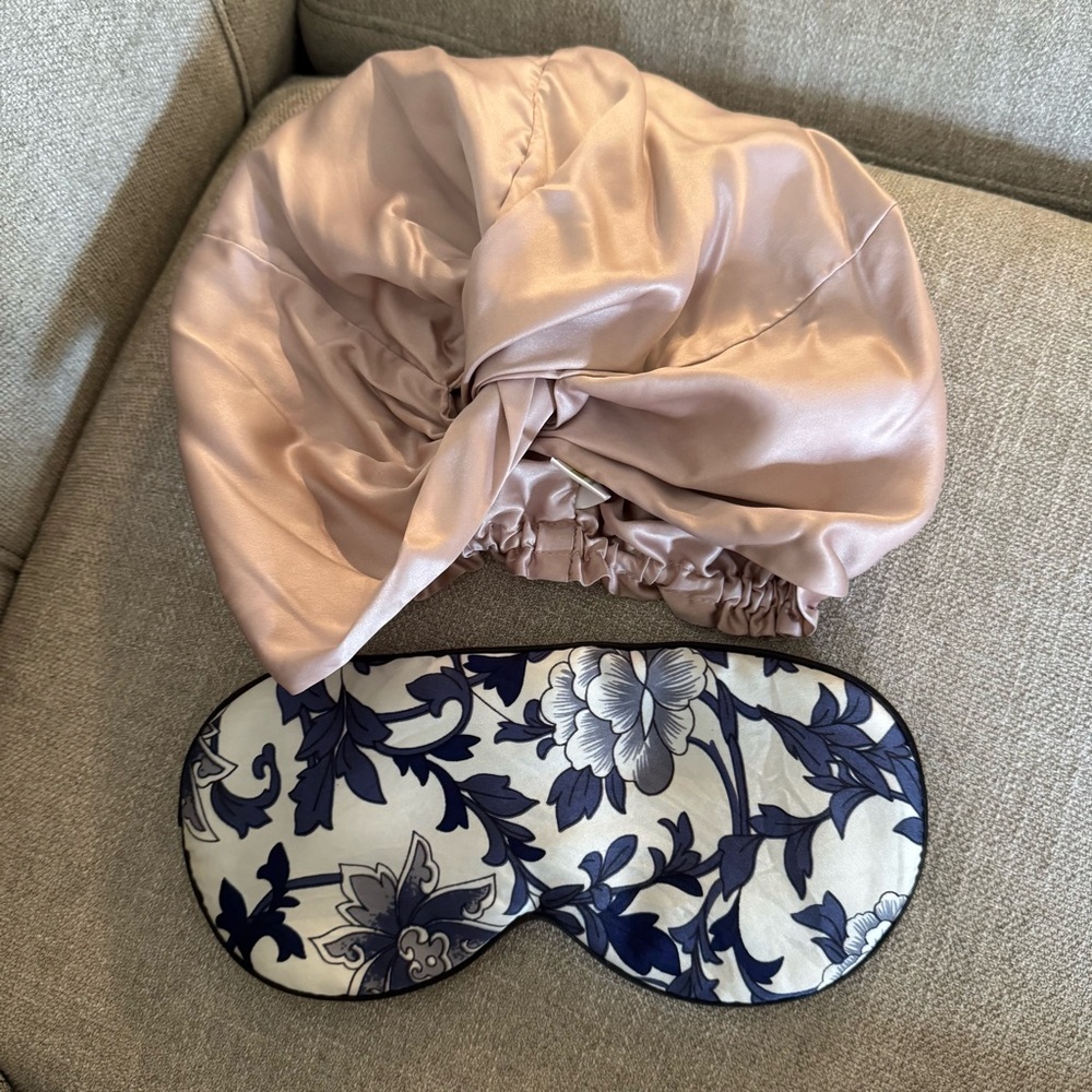 Silk Hair Sleeping Cap Bonnet and Silk Eye Sleeping Mask
